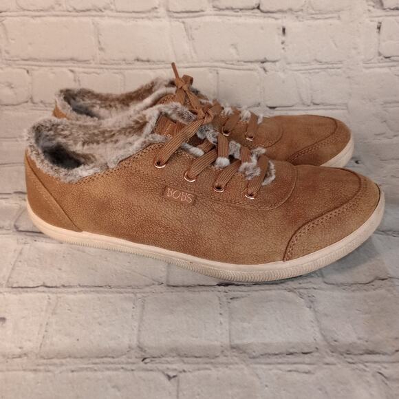 Bob's Skechers Brown Faux Fur Sneakers Size 7.5 - Picture 1 of 7